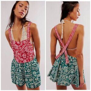 Free People Boho Floral Shortalls